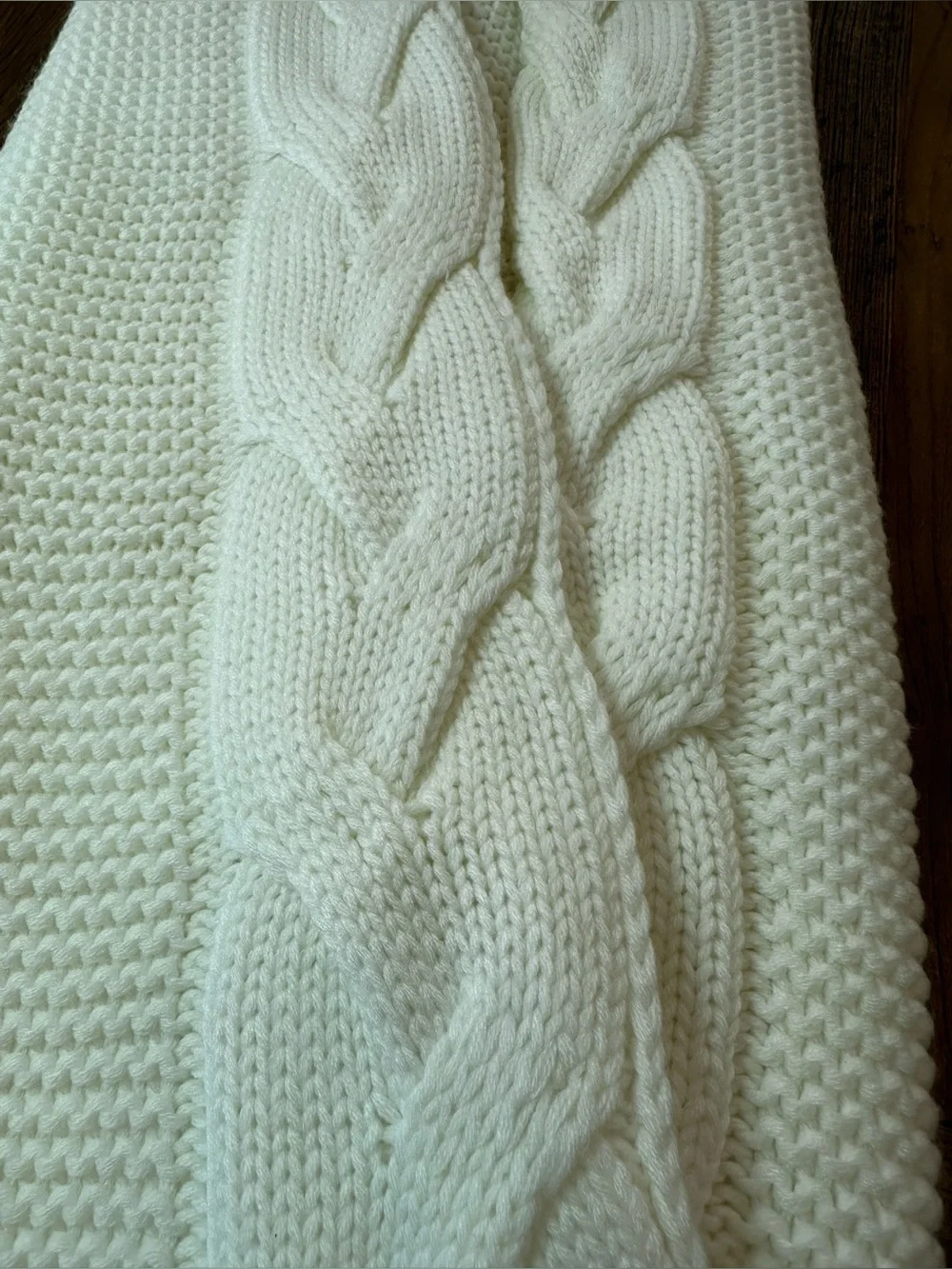 UGG Cream Cable Knit Tassel Throw
